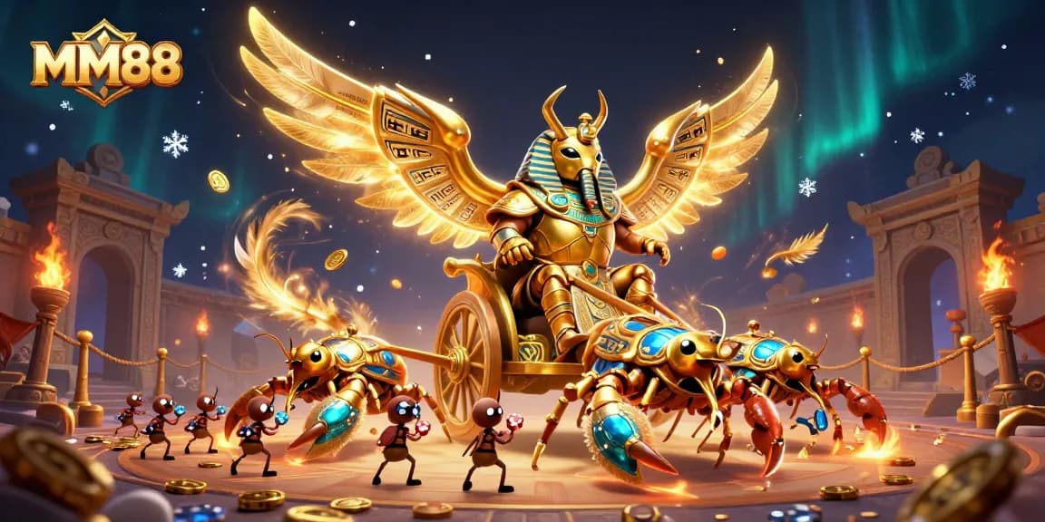 Engage with MM88's thrilling gaming adventure featuring dynamic characters and a captivating casino scene.