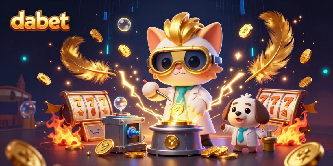 dabet creates excitement with a mad scientist cat and dog amidst thrilling slot elements