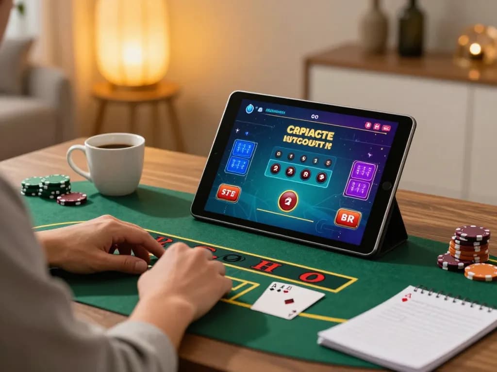 Player enjoying a live dealer blackjack game on O8 platform, showcasing a cozy online gaming experience.