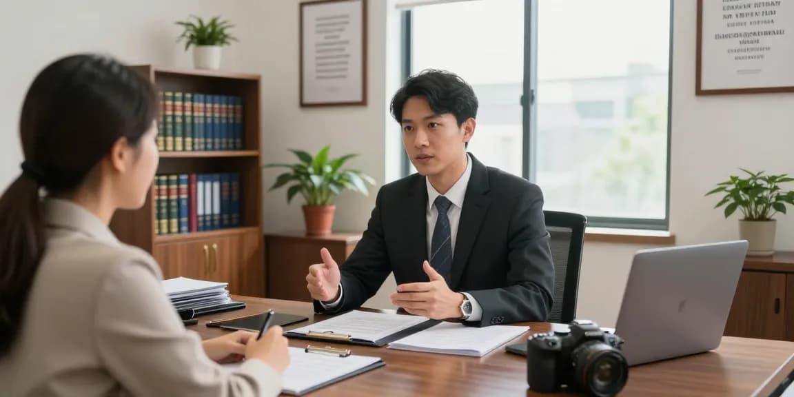 Law firm consultation showing a lawyer assisting a client; visit the website for legal guidance.