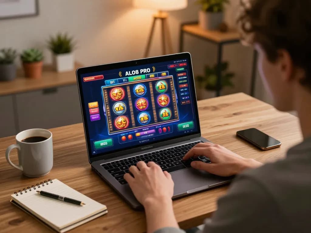 Experience online casino gaming seamlessly with ALO8 PRO in a cozy home setup
