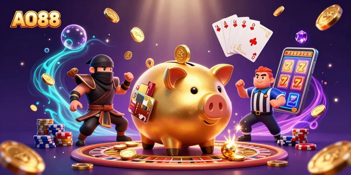 Experience thrilling wins at AO88 with an action-packed casino showdown illustration.