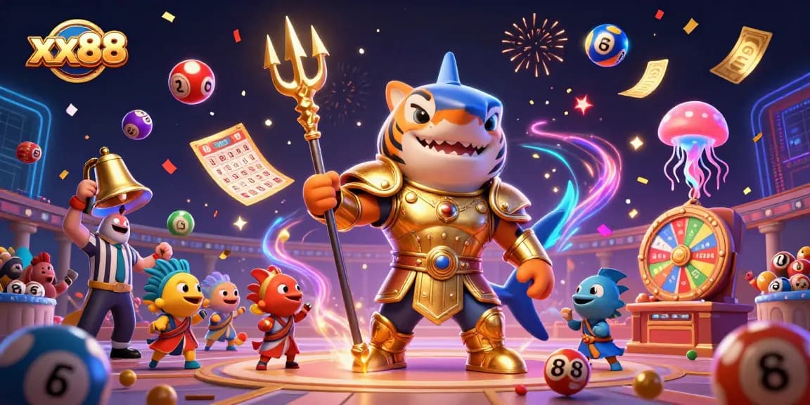 Experience thrilling gameplay with xx88 and a dynamic underwater casino scene filled with colorful lottery elements.