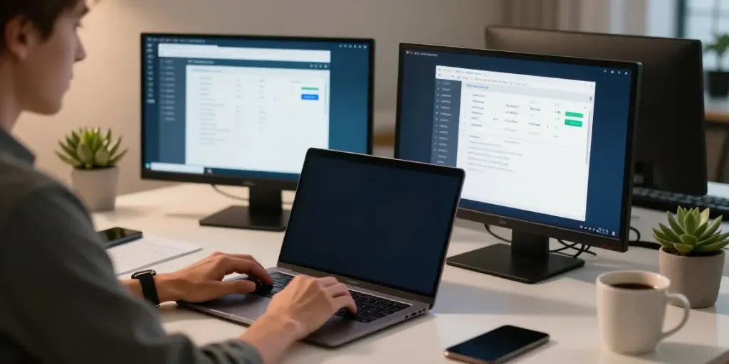 Optimize PC performance with rokok88 software in a modern workspace.