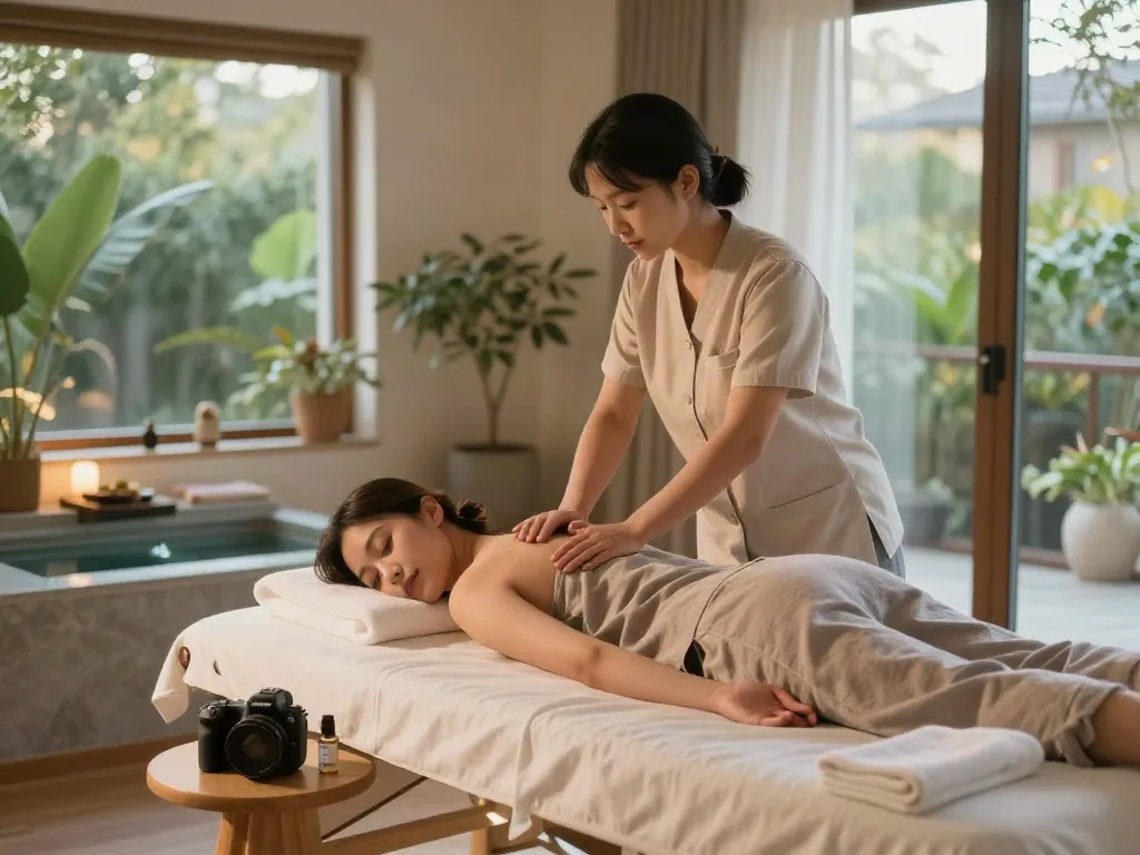 Relaxing in-home massage session showcasing 영등포출장안마 service in a tranquil environment.