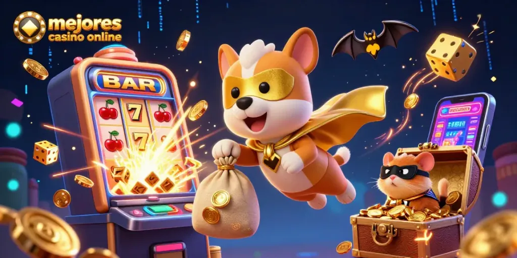 Descubre los mejores casinos online con un perro superhéroe volador y máquinas tragamonedas.