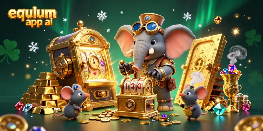 Engage with equlum app ai through vibrant slot machine action featuring a steampunk elephant engineer.