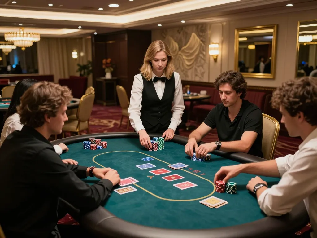 Experience the thrill of F8bet luxury poker gameplay with engaged players and upscale decor.