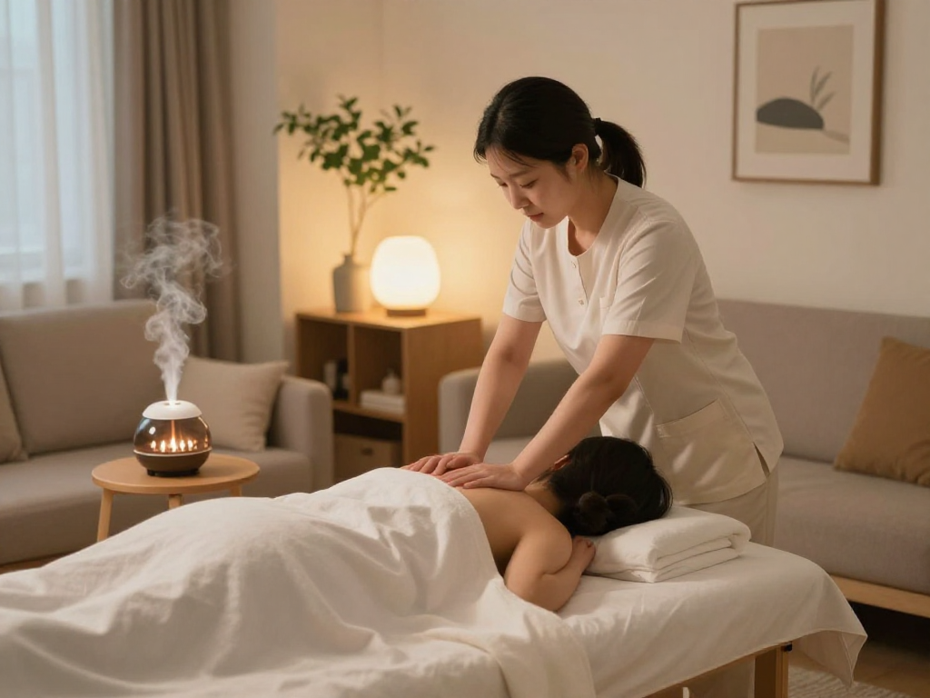 Relaxing 서울출장안마 service in a tranquil home setting with a professional therapist.