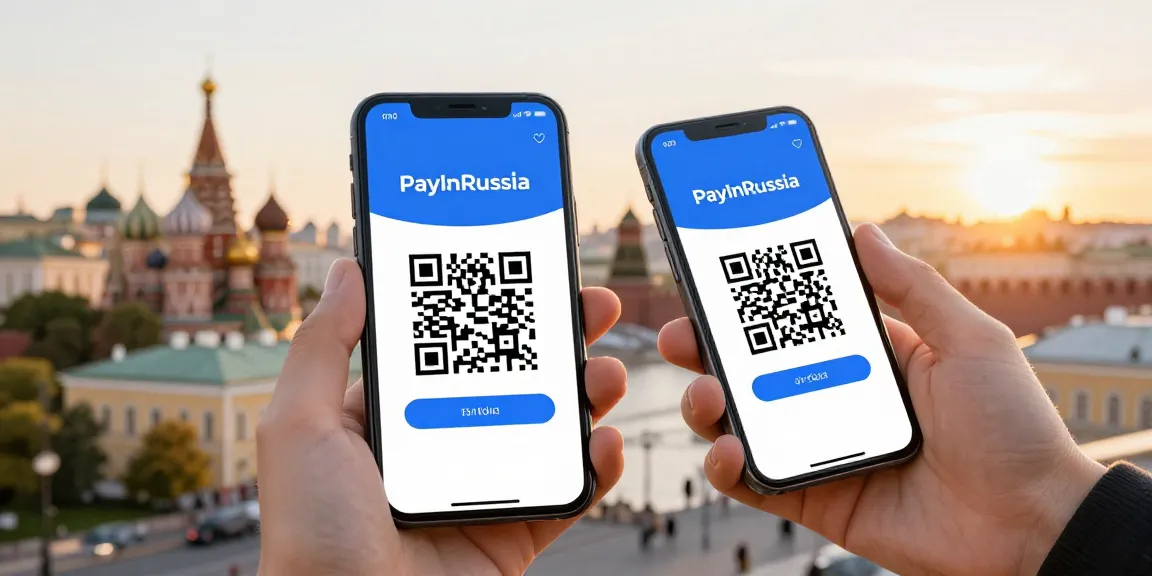 Pago en Rusia con la app de https://payinrussia.com/ en un hermoso paisaje urbano.