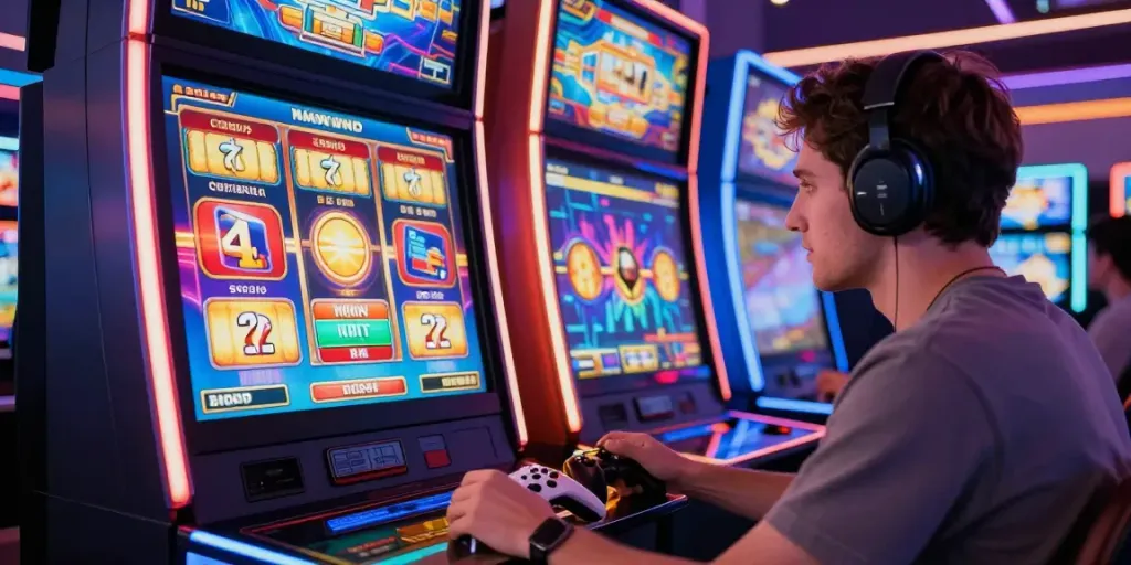 Nohuwin online gaming experience with a player engaged in an exciting slot machine game.