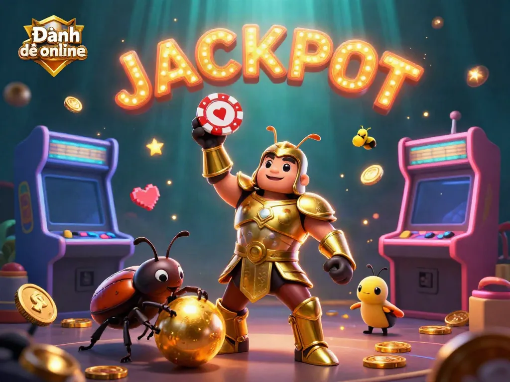 Experience the excitement of Đánh đề online with this vibrant 3D illustration showcasing themed characters celebrating a big win.