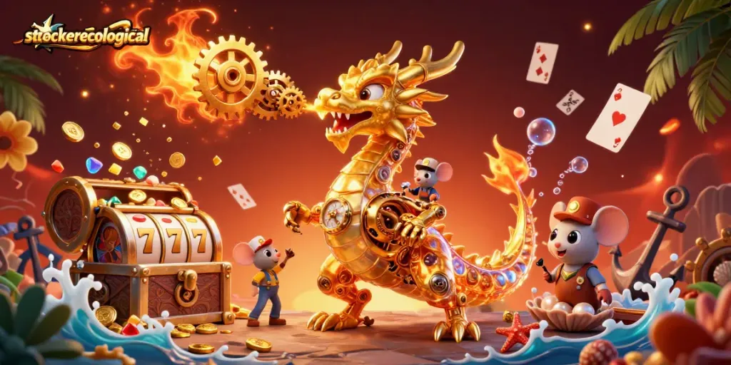 Engage with stoeckerecological's vibrant casino-themed 3D illustration featuring unique game elements.