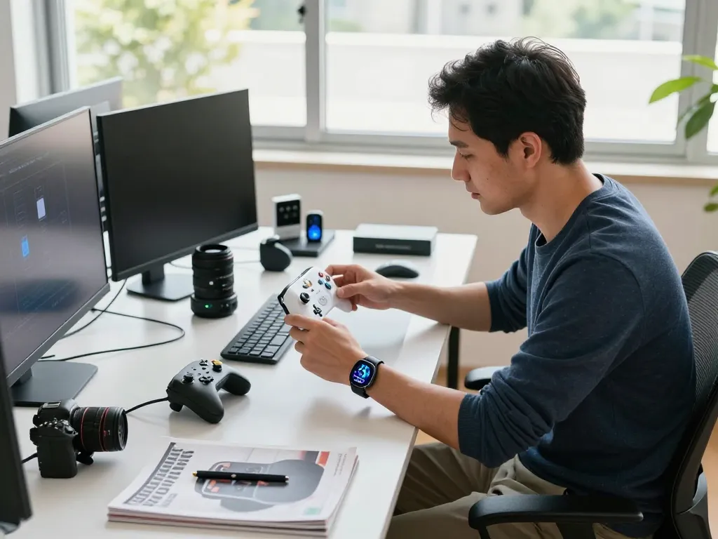 Discover the best tech gadgets for men in a stylish workspace filled with innovative devices.