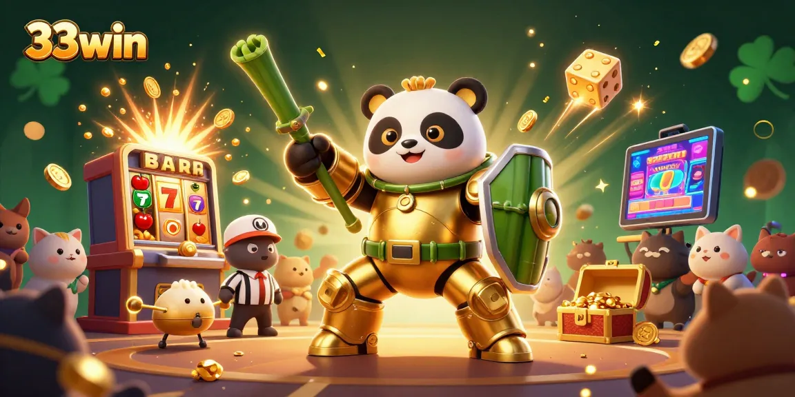 Play exciting games at 33win with vibrant 3D illustrations showcasing unique casino elements.