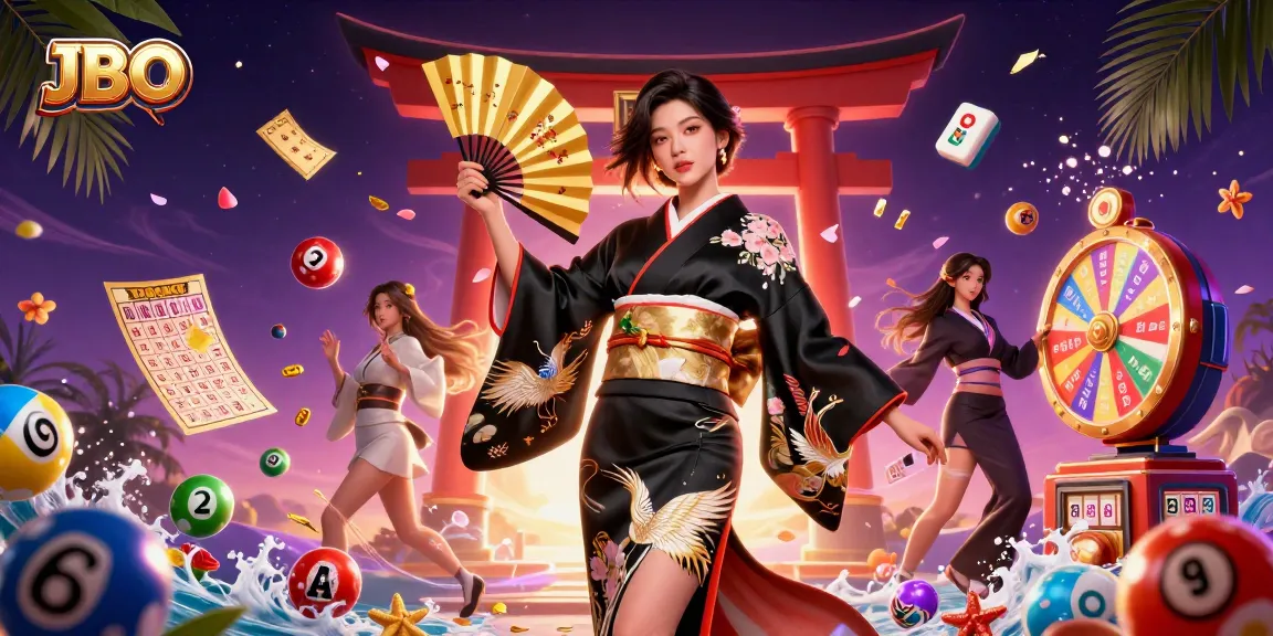 Play with JBO at an exciting online casino featuring vibrant lottery elements and a stunning Asian-themed setting.