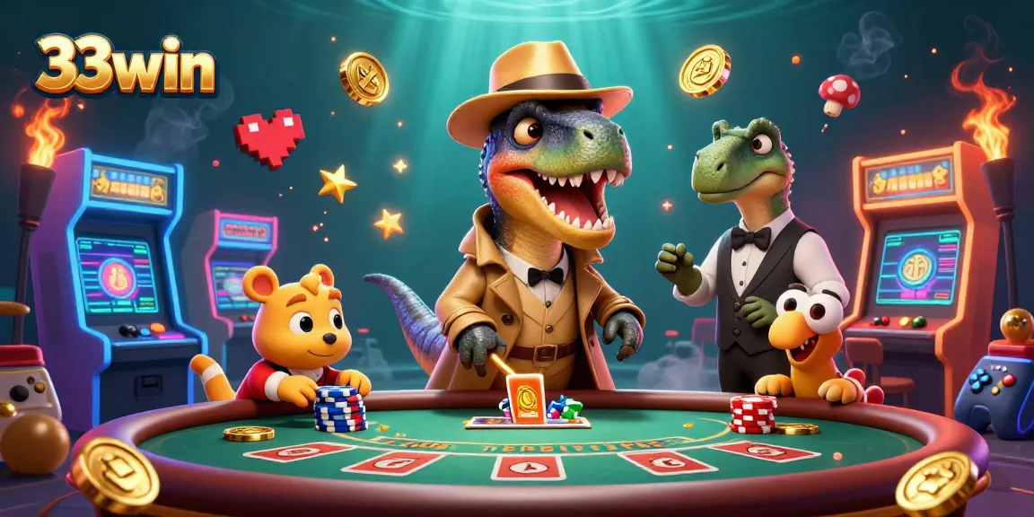 Experience thrilling gameplay at 33win with vibrant casino elements and animated characters.